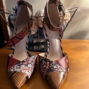 Pointed Toe Floral and Animal Print Heels